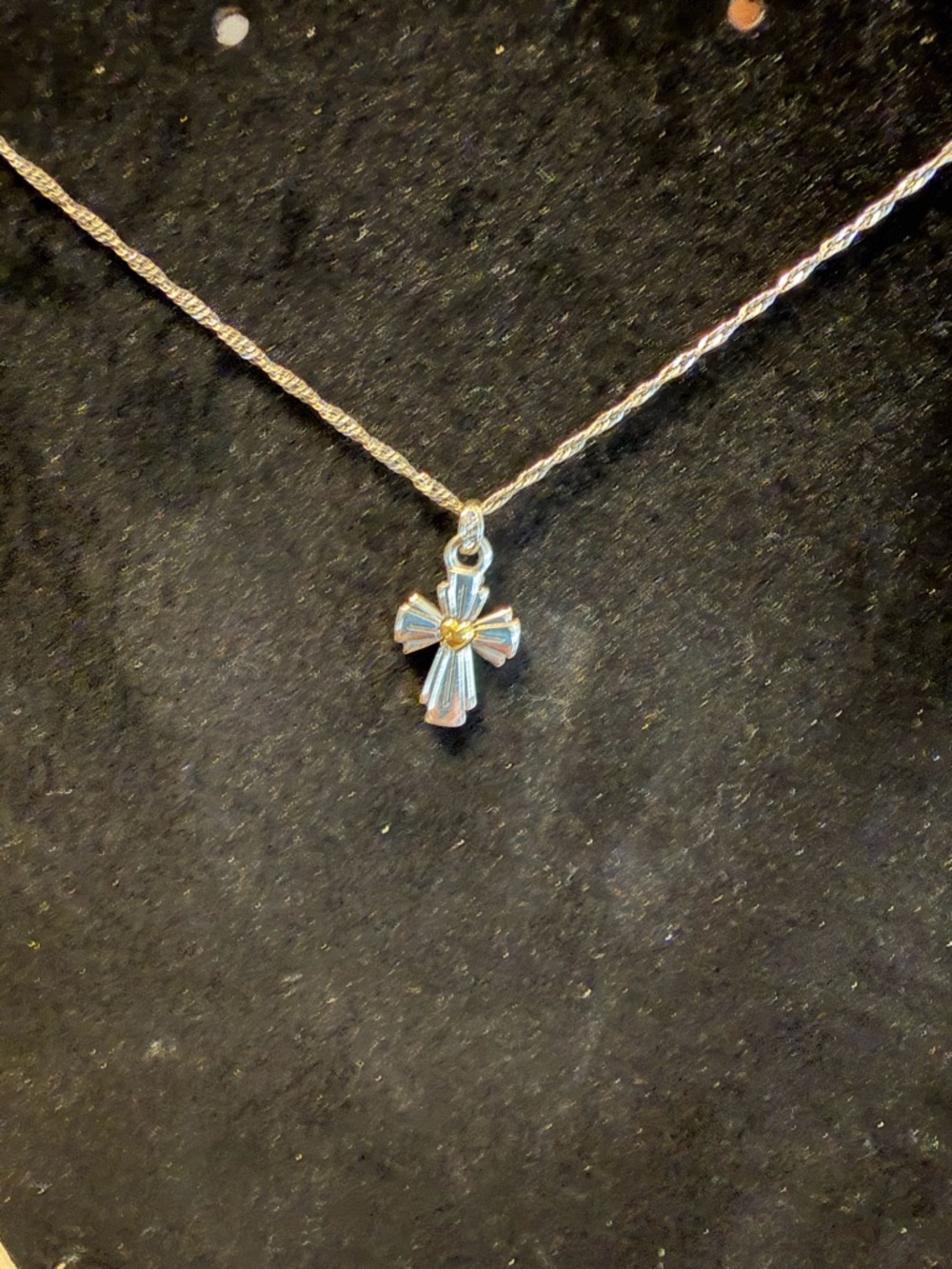 Brighton Two-Tone Cross Pendant Necklace in Silver and Gold